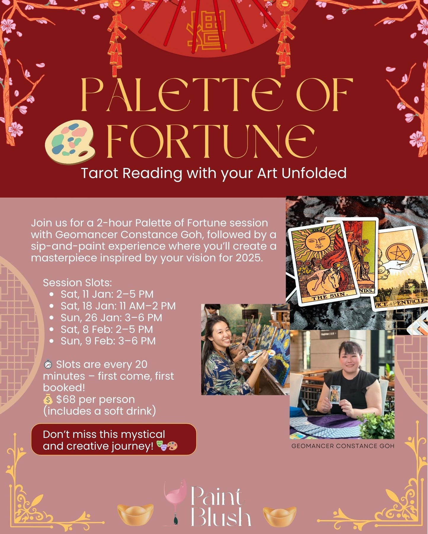 Limited Event: Palette of Fortune: Tarot Reading with your Art Unfolded (with free drink)